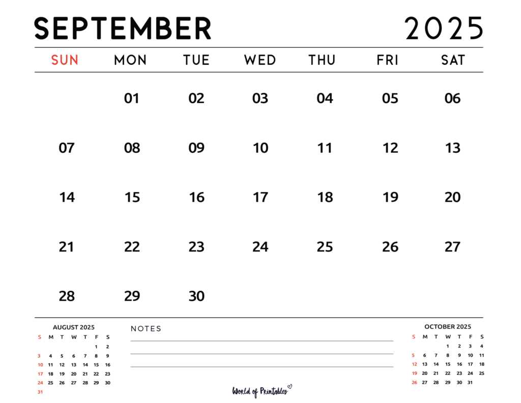 sept calendar template