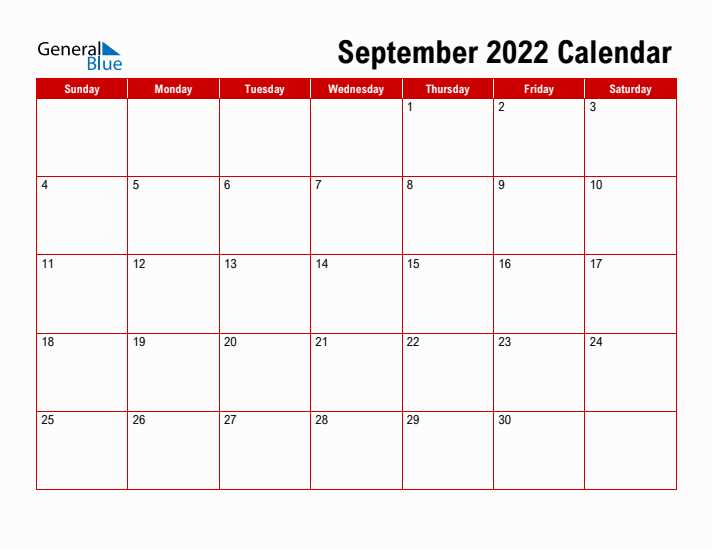 september blank calendar template