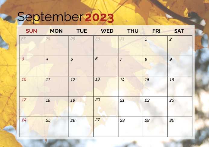 september blank calendar template