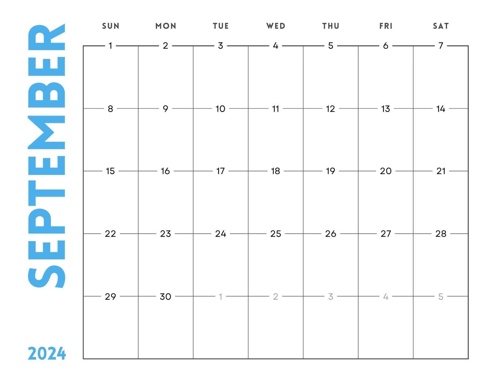 september monthly calendar template 2025