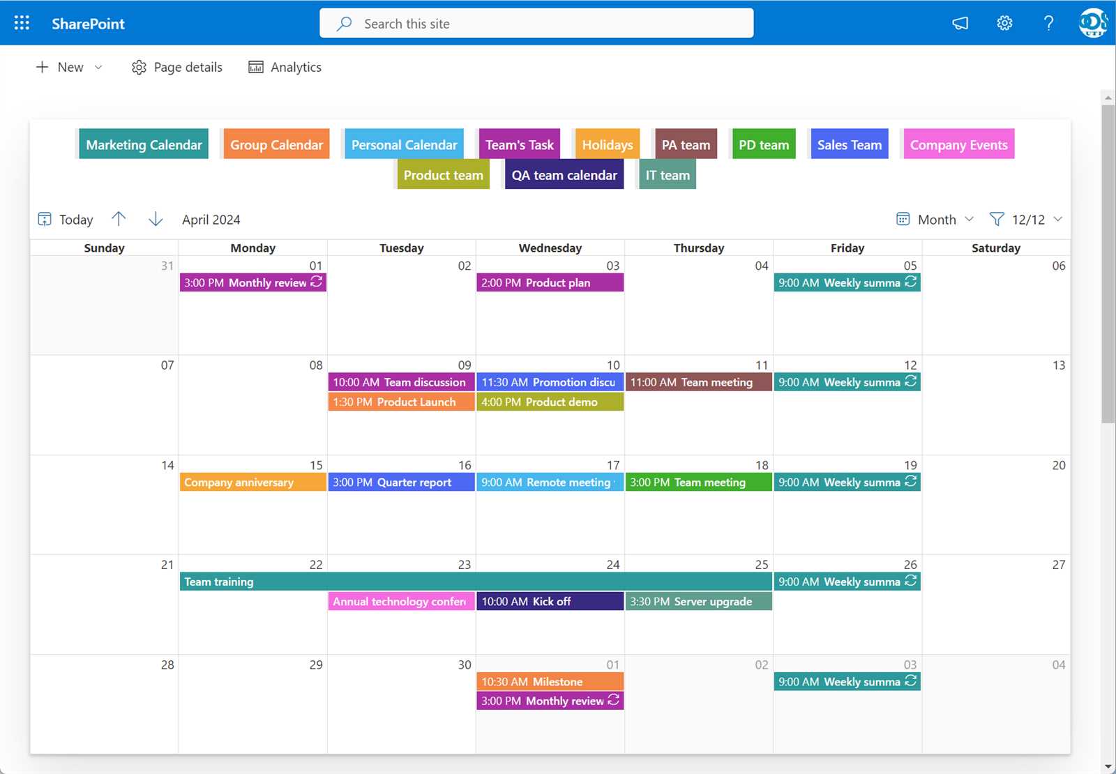 sharepoint calendar templates