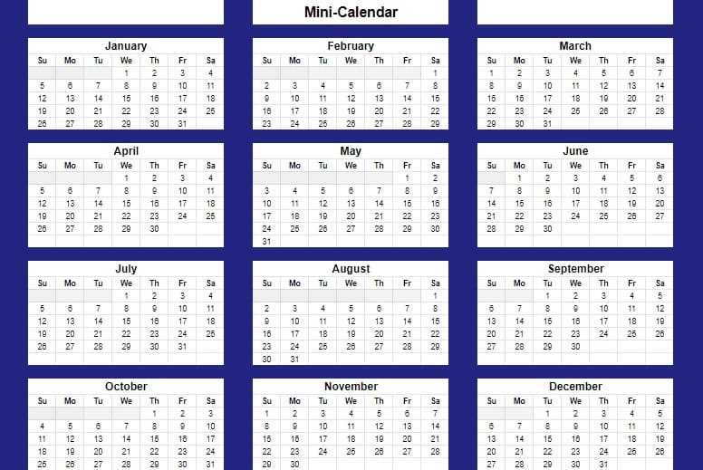 sheet calendar template