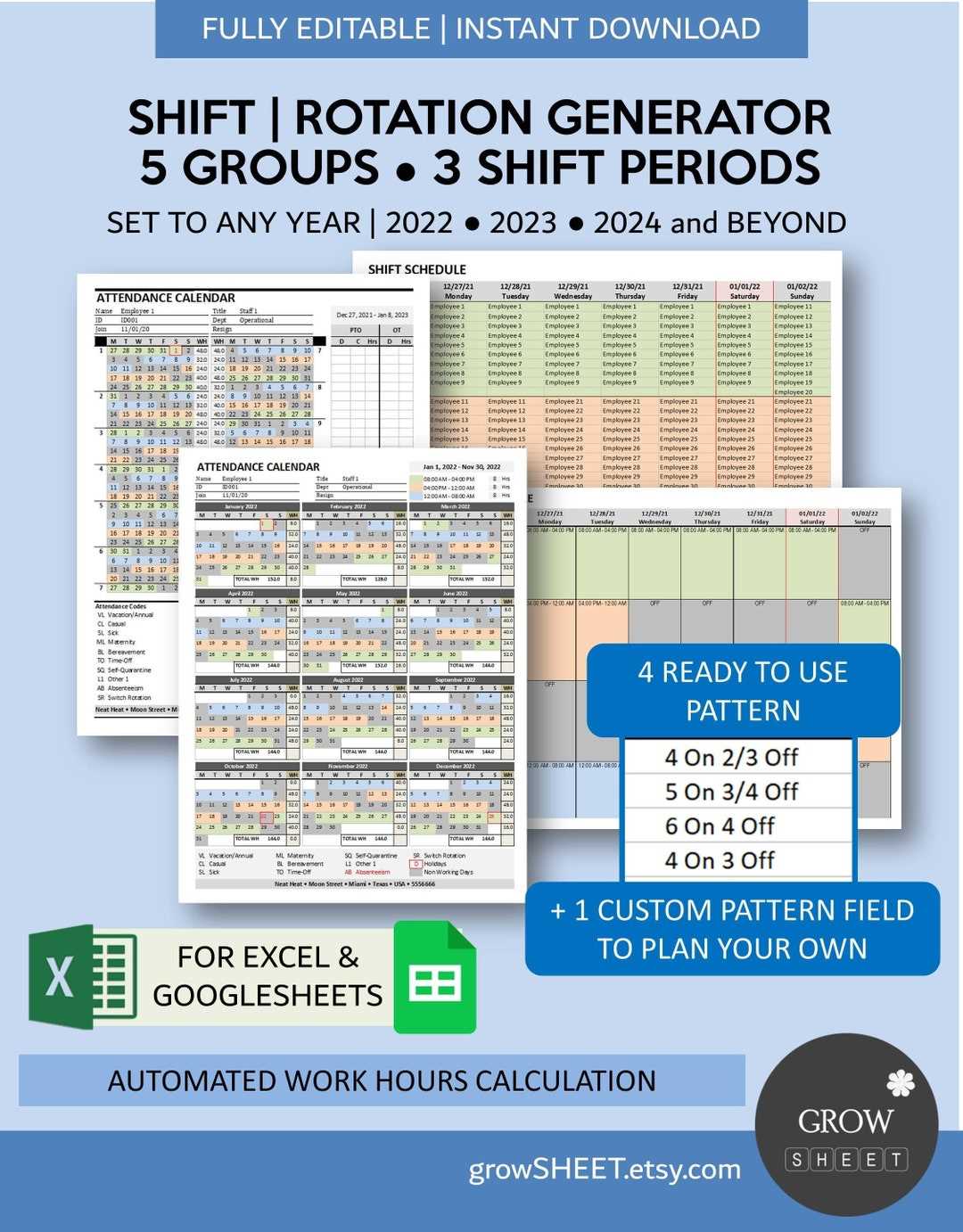 shift work calendar template 2025