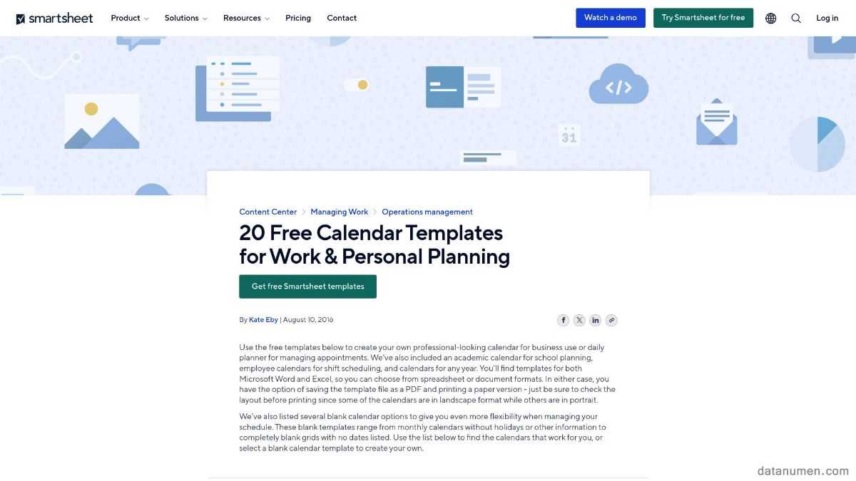 smartsheet calendar templates