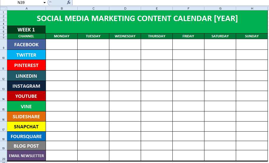 social marketing calendar template