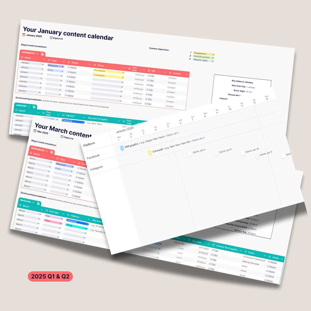 social media calendar free template 2025