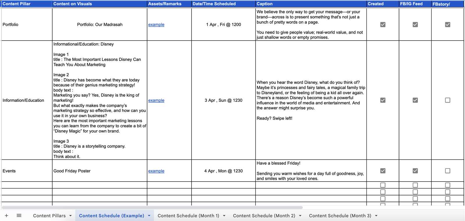 social media calendar template for small business