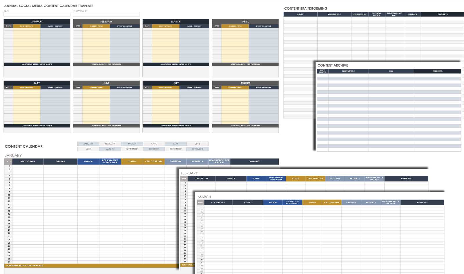 social media calendar template for small business