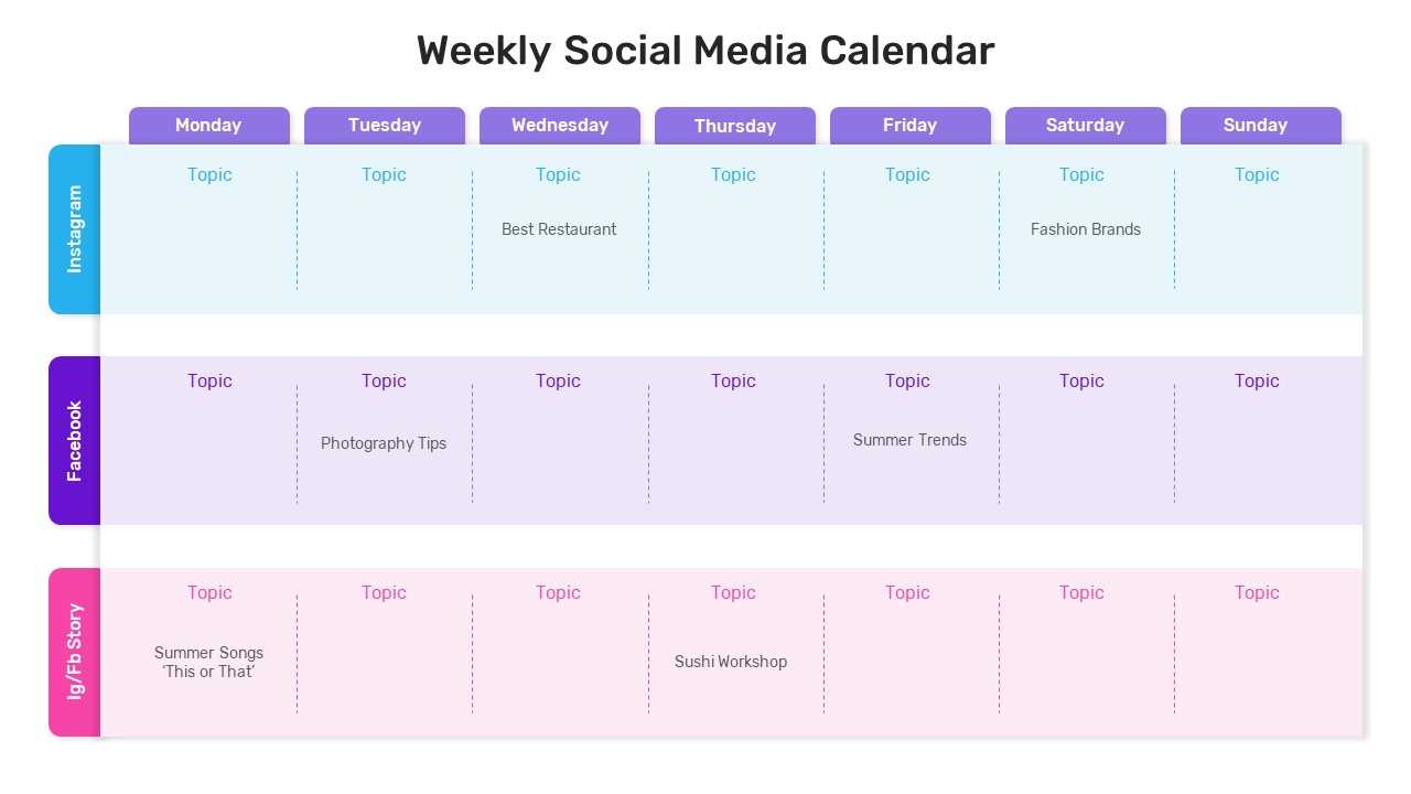 social media calendar template free download