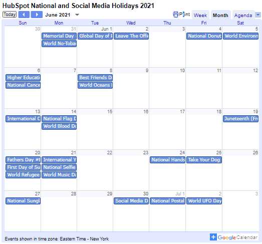 social media calendar template hubspot