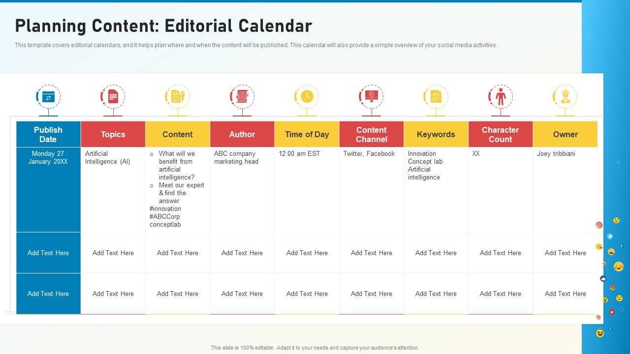 social media content calendar free template