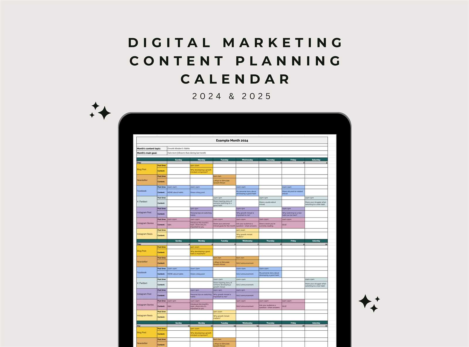 social media content calendar template 2025