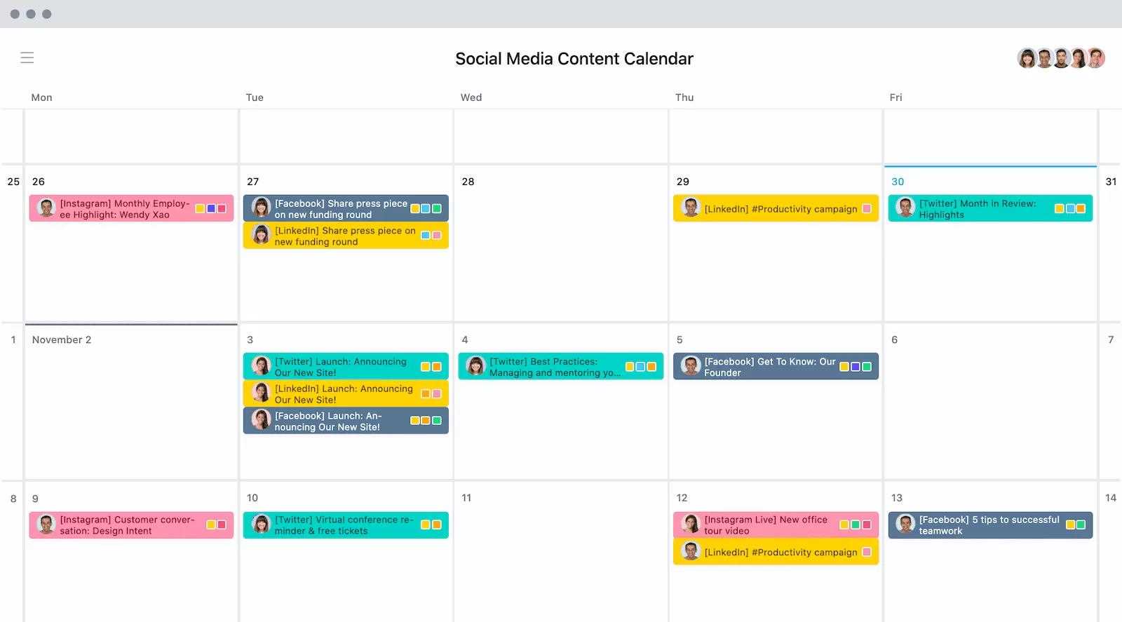 social media marketing content calendar template