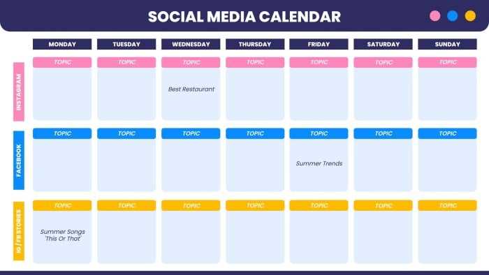 social media marketing content calendar template