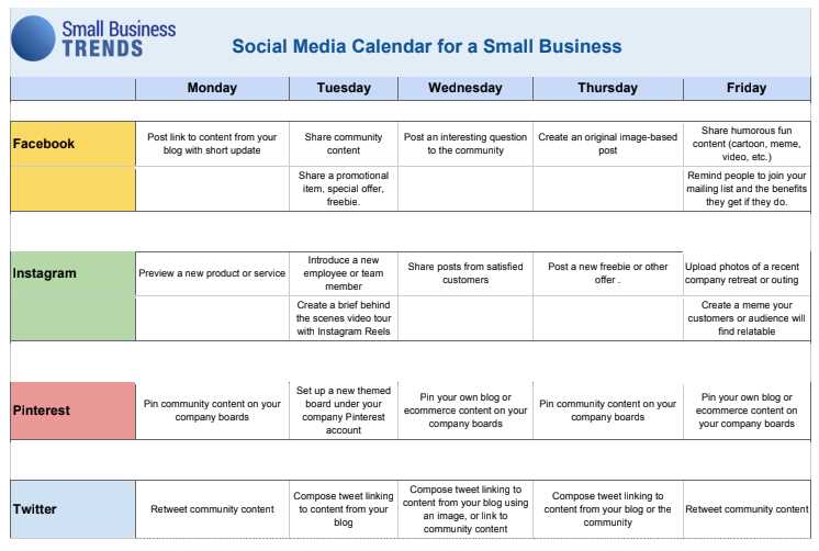 social media marketing content calendar template