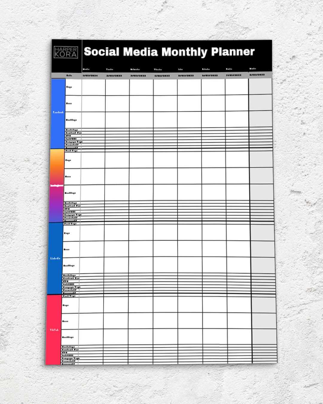 social media monthly content calendar template