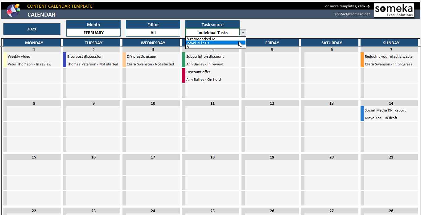 social media planner calendar template