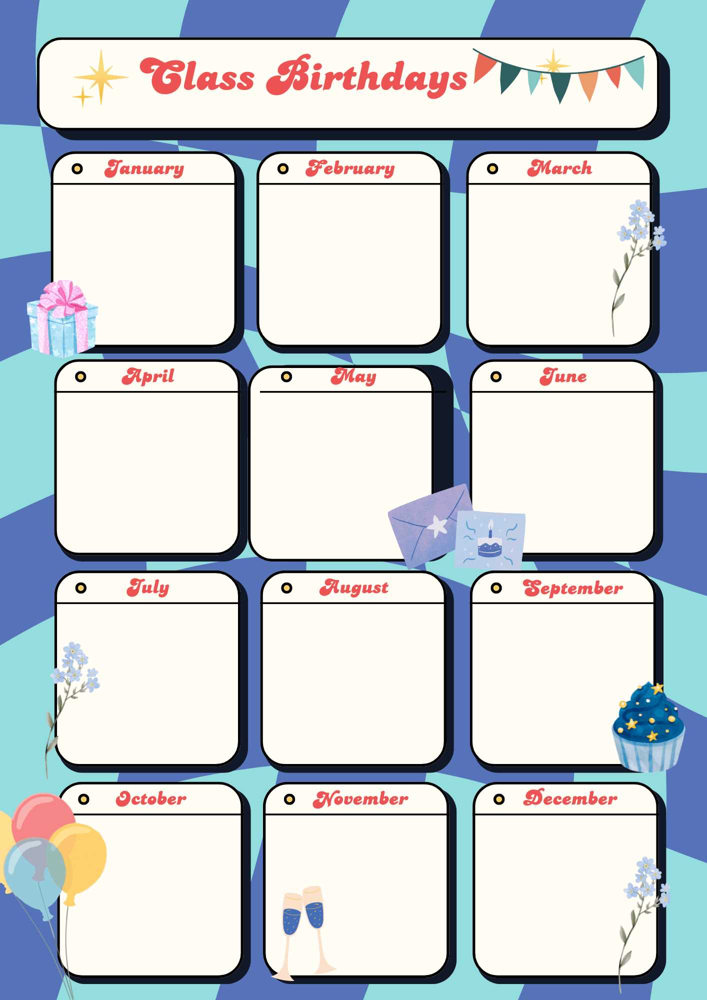 staff birthday calendar template