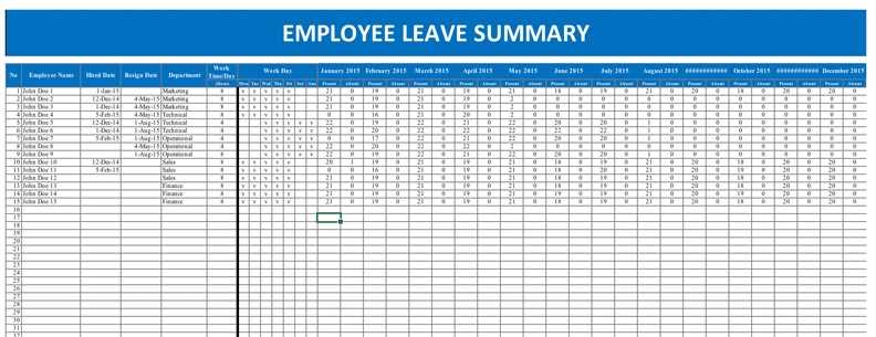 staff vacation calendar template