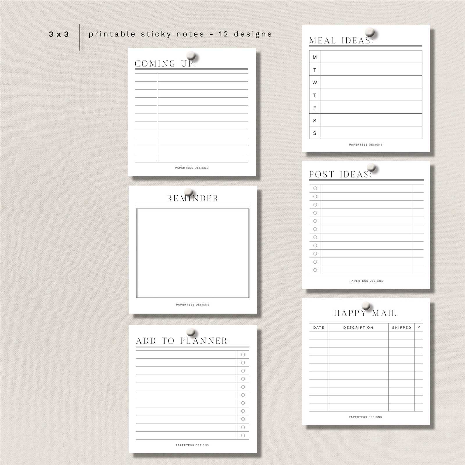 sticky note calendar template