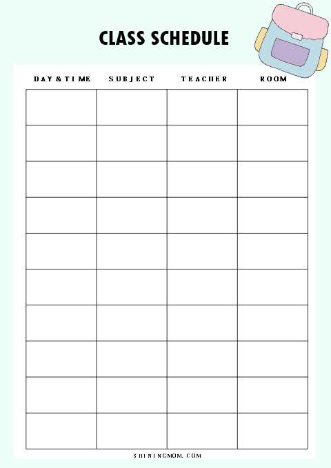 student calendar planner template