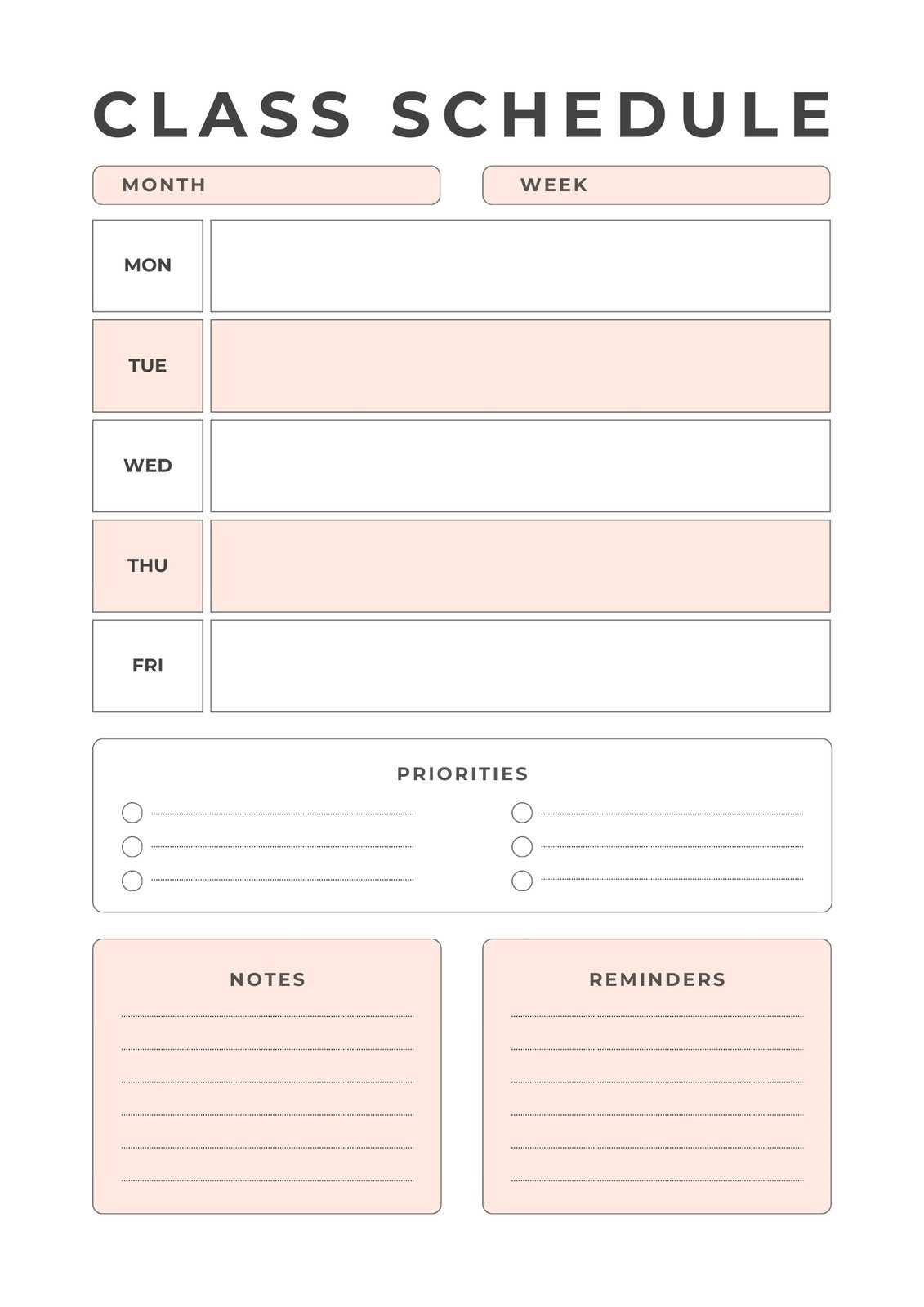 student calendar template