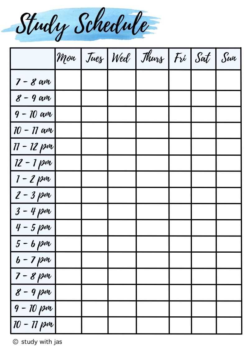 study planner calendar template