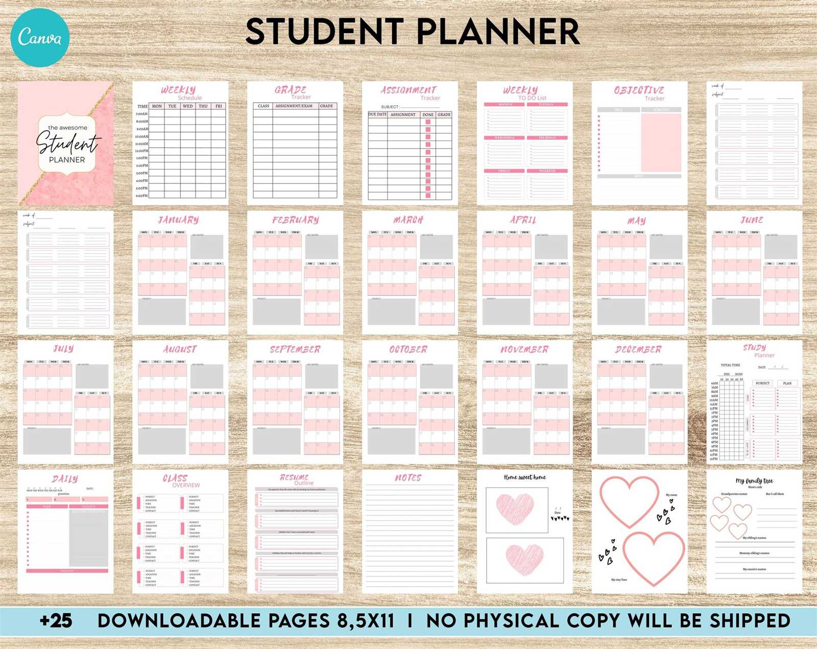 study planner calendar template