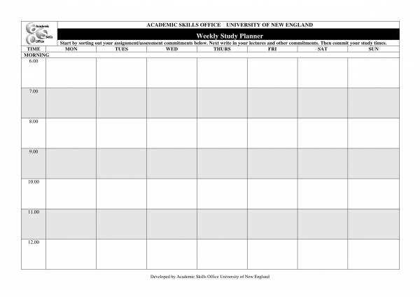 study planner calendar template