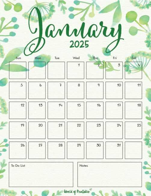 template calendar january 2025