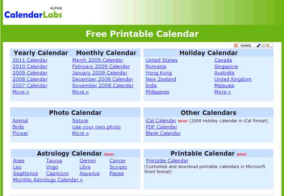 template calendar labs.com