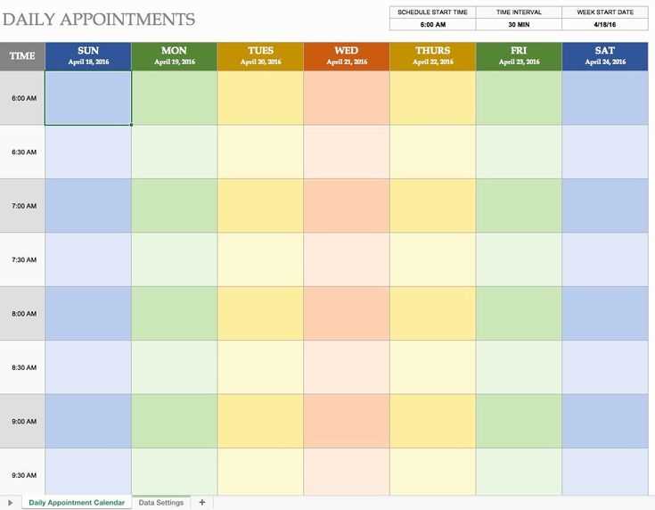 template for appointment calendar