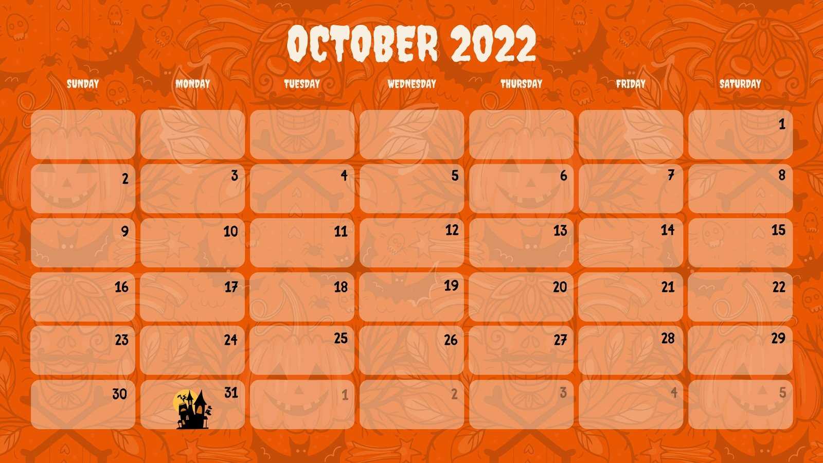 template for calendar of events