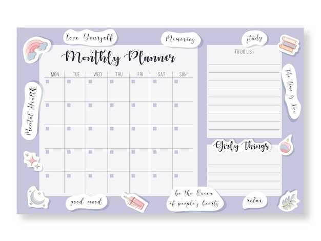 template for monthly calendar