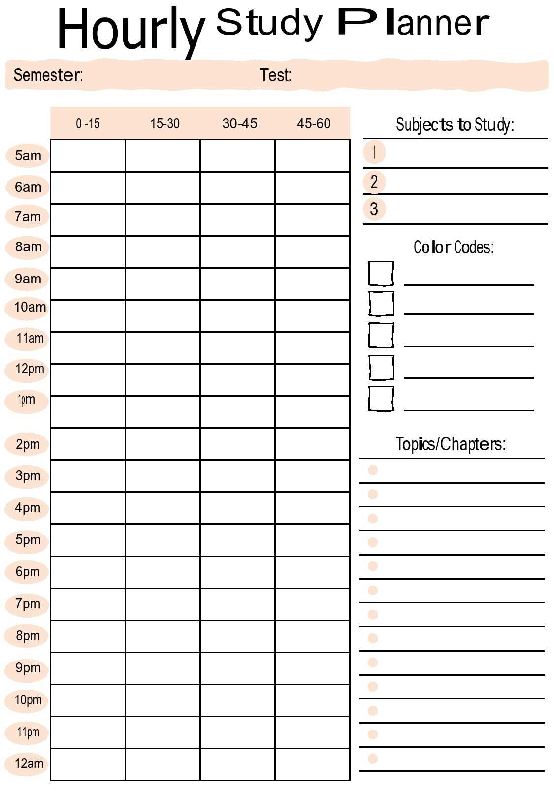test calendar template