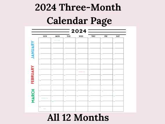 three month calendar template