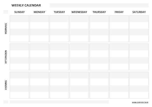 three week calendar template