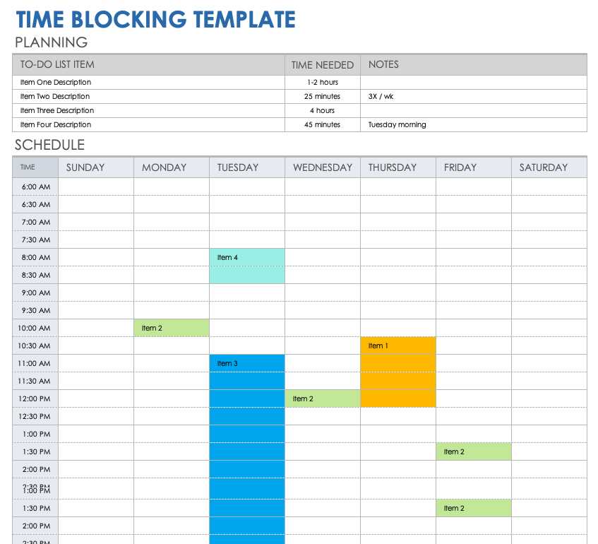 time block calendar template