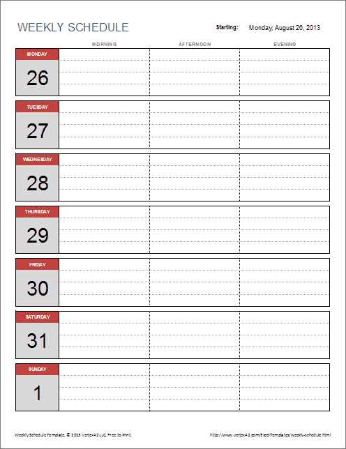 timetable calendar template