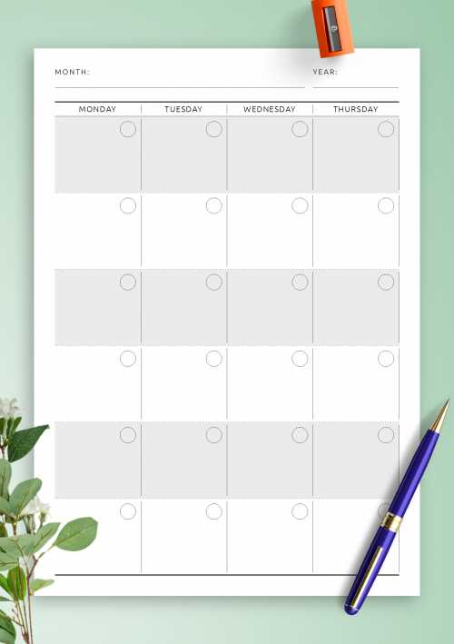 to do calendar planner template