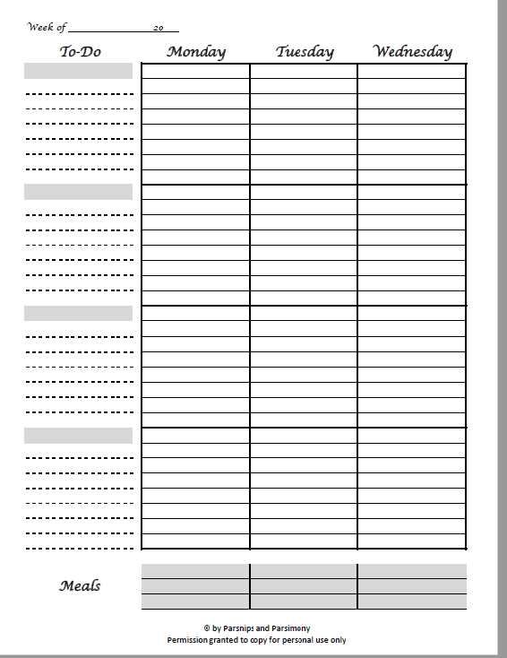 to do calendar planner template