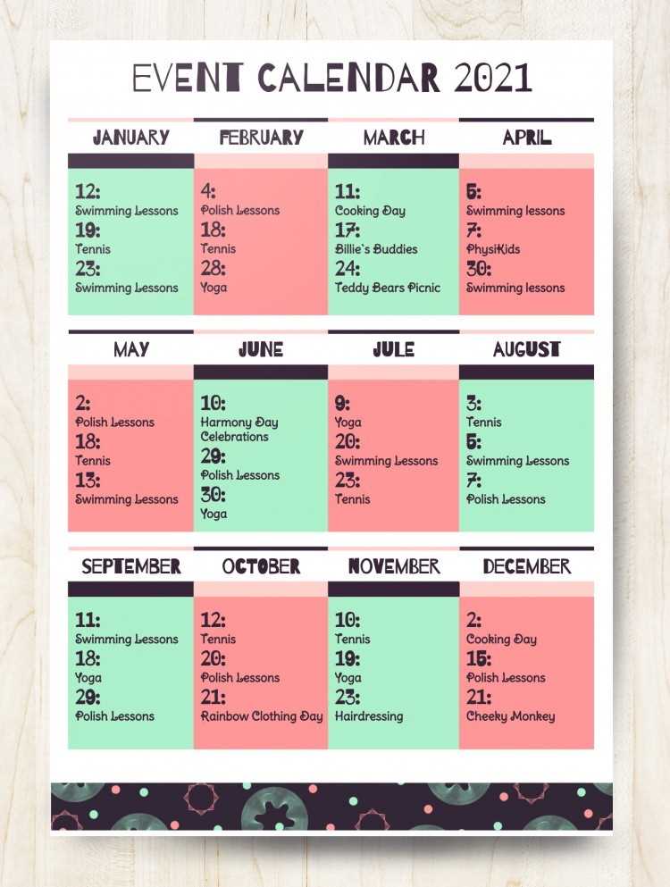 tour calendar template