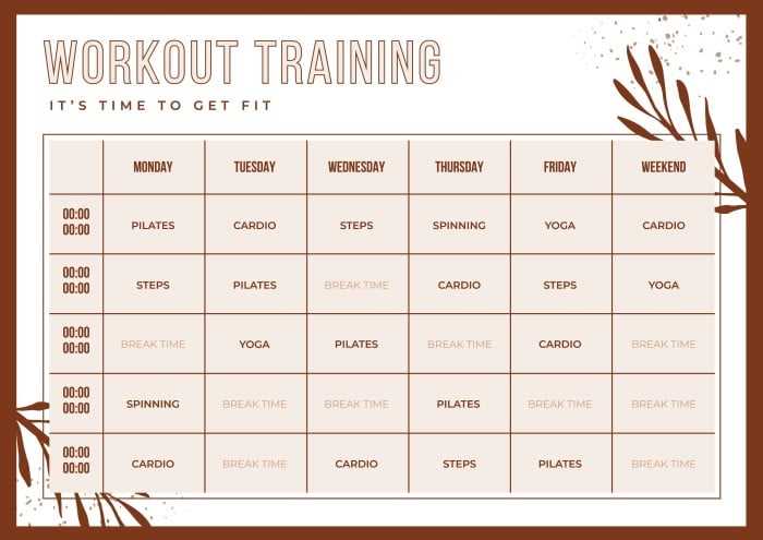 training schedule calendar template