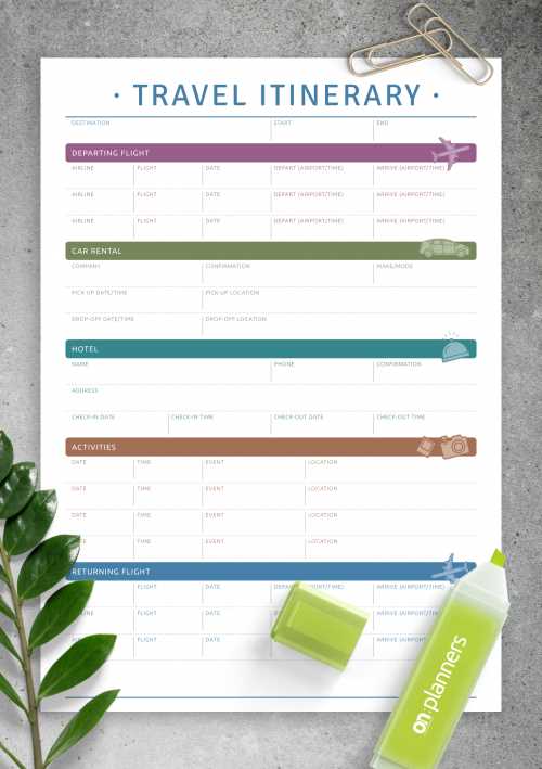 travel itinerary calendar template