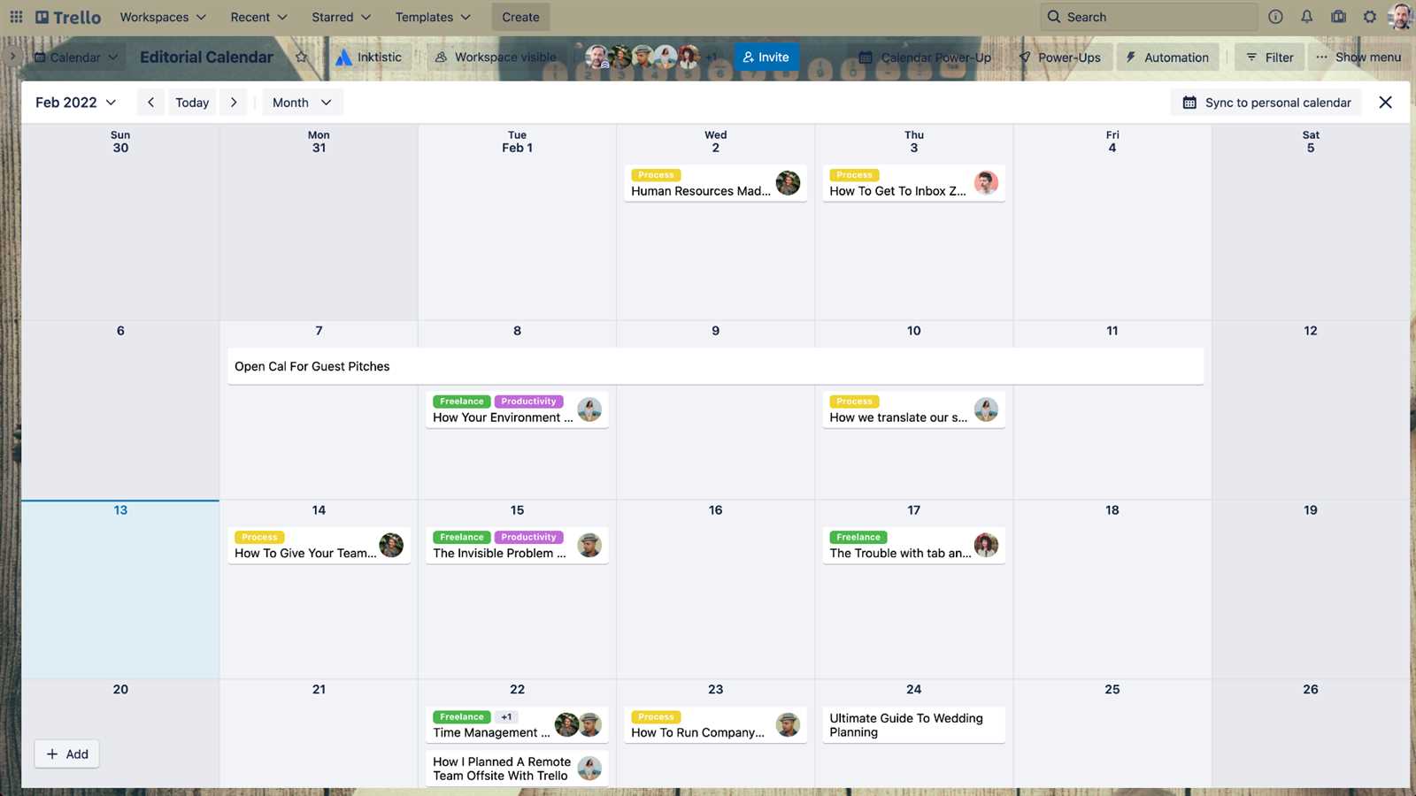 trello calendar template