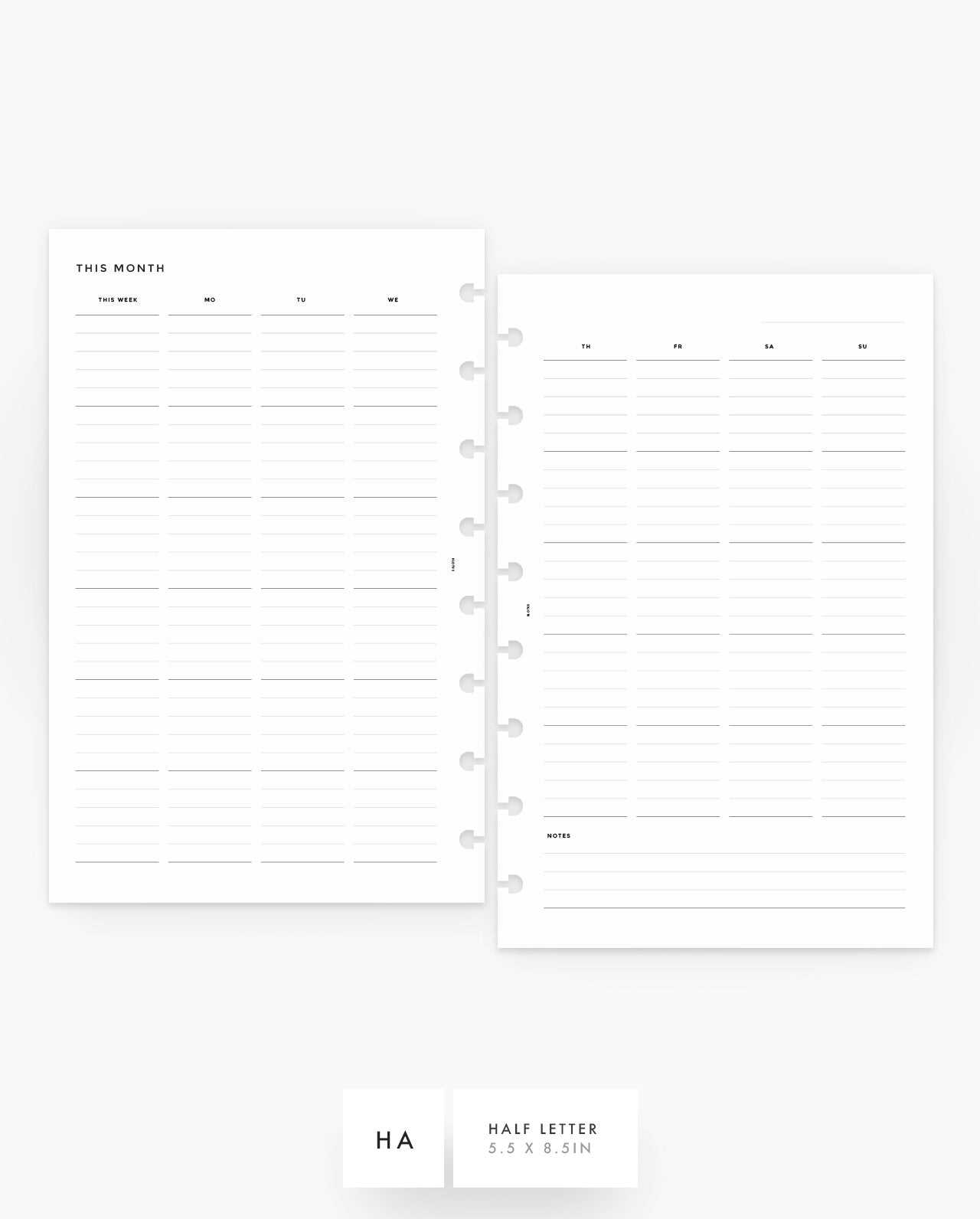 tul calendar template