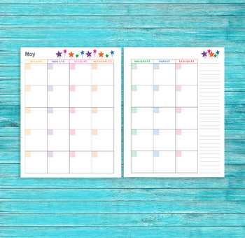 two page monthly calendar template