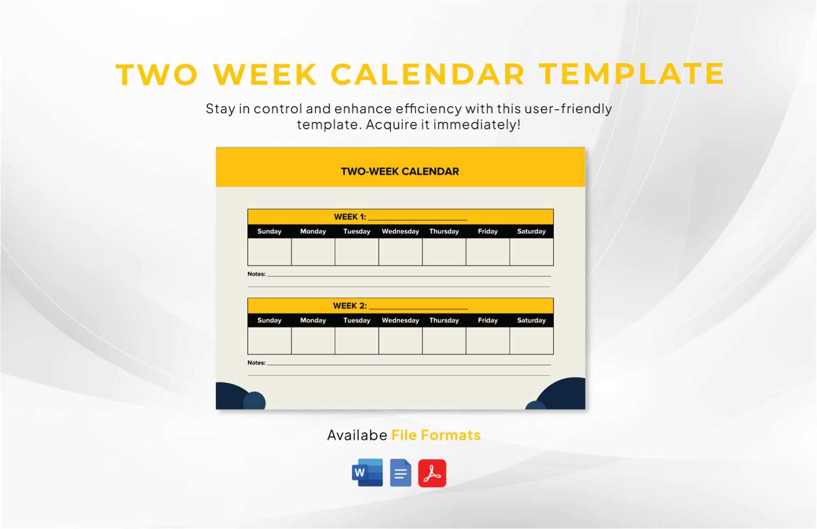 two week calendar template