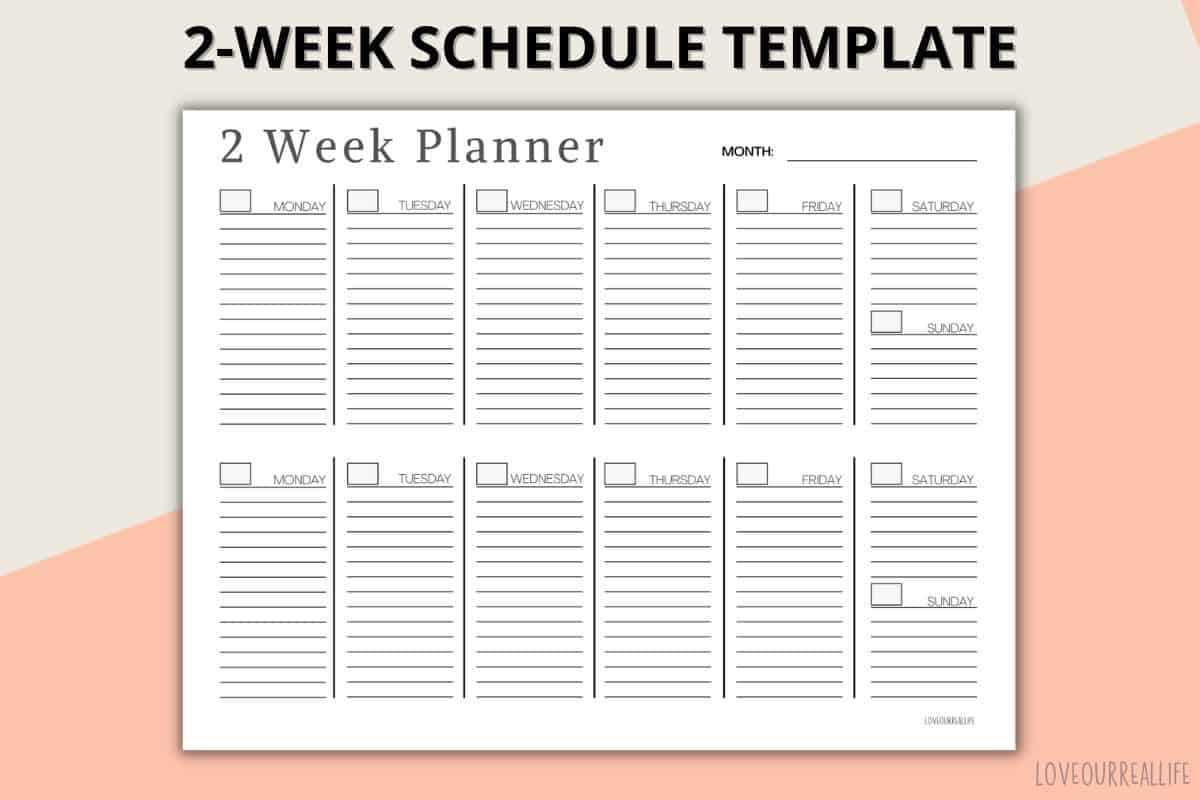 two week calendar template