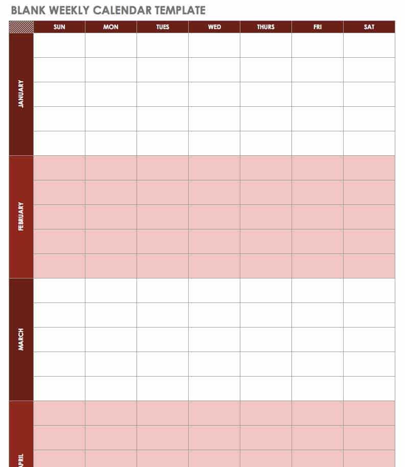 two week calendar template free